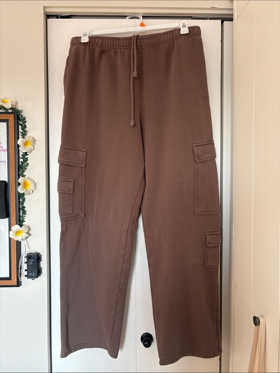 Garage Pants - Garage Brown Cargo Sweatpants with Drawstring Waist
